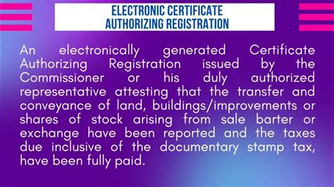 ecar meaning|Processing and Issuance of Electronic Certificate Authorizing .